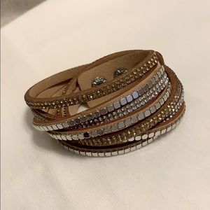 Multi way wraparound Leather sparkle bracelet